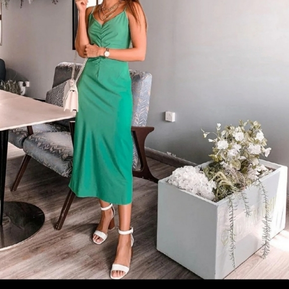 NWT Zara Green Knotted Slip Dress - Picture 4 of 15
